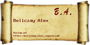Beliczay Alex névjegykártya